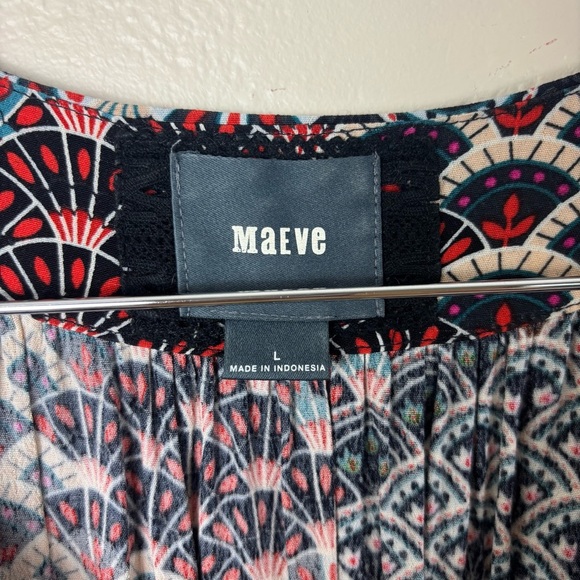 Anthropologie Maeve Monaco Empire Fan Print Smocked Dress Women’s Size Large - Picture 4 of 8